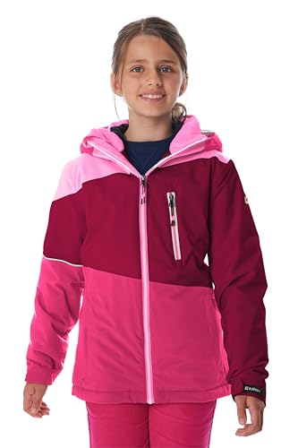killtec Mädchen Skijacke/Funktionsjacke mit Kapuze und Schneefang KSW 331 GRLS SKI JCKT, dunkel himbeere, 152, 42091-000