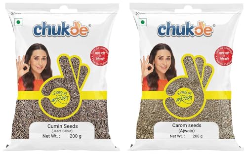 Image of Chukde - Ajwain 200 Gm - Jeera 200 Gm - Whole Spices - Combo Pack
