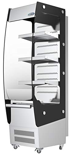 Image of KoolMore 26 in. Open Air Merchandiser Cooler Grab and Go Refrigerator with LED Lighting and Night Curtain, ETL Listed for Safety and Sanitation, 7.7 Cu. Ft. in Stainless-Steel (CDAU-7C-SS)