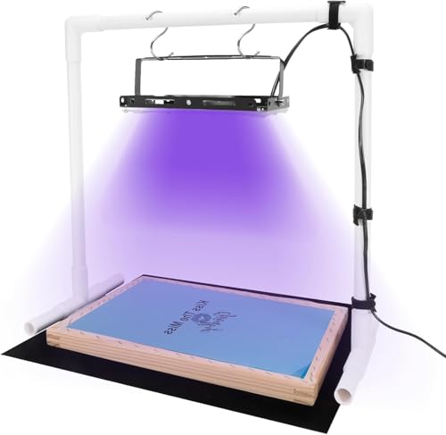 Caydo Luz LED UV de 50 W con soporte de luz y tela negra, bridas e instrucciones para serigrafía y cianotipos (idioma español no garantizado)