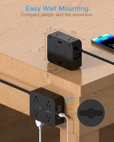 Image of 10 Ft Surge Protector Power Strip, Extension Cord with Multiple Outlets