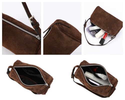 Image of Genuine Leather Barrel Purse Small Top Handle Bags for Women Cylinder Purses Hobo Bag with Adjustable Strap