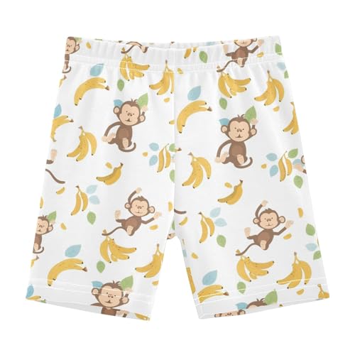 Banana Monkey Prints Girls Shorts Elastic Waist Sports Shorts Girls Leggings Pants for 4-10 Years