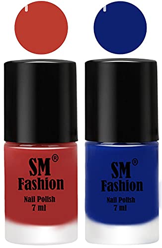 Image of Long Lasting Nail Polish | Nail Paint Combo 7 ml Each) - Set of 2 Dark Peach-Blue