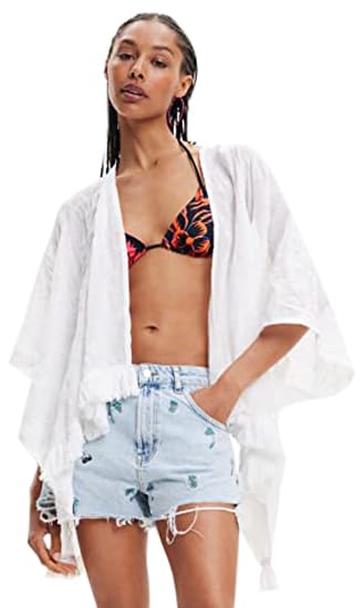 Desigual Caftán Kafta Flower Clara 1000 Blanco para Mujer