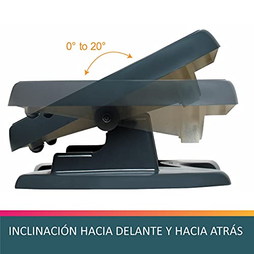 Unilux, Reposapiés de Oficina Ergonómico Nymphea, Altura Ajustable, Antideslizante, Color Gris - imagen 6