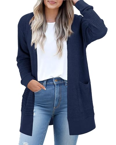 Image of STYLEWORD Women's Fashion Cardigan Sweater Lightweight Open Front Long Casual Beach Kimonos Outfits with Pockets