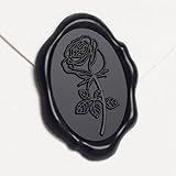 UNIQOOO Wax Seal Stickers - Rose Oval Wedding Invitation Envelope Seal Sticker, 50 Pcs Floral Self- Adhesive Black Stickers, Perfect for Invitation, Christmas, Gift Wrapping, Party