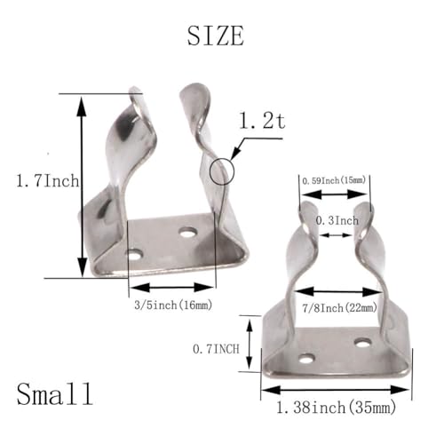COC-LF 4 Pieces Boat Hook Holder Stainless Steel Spring Clamp Boat Oar Holders Marine Spring Clip Silver Bracket Clip (Small) - Thumbnail 2