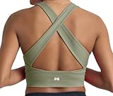 POPSUGAR Long Line Sports Bra Women, Workout Crop Tops for Women Longline Criss Cross Gym Yoga Tops with Built in Bra for Running Pilates Scout, Medium