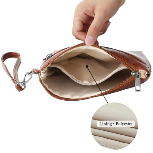 Image of Small Wristlet Wallets for Women, Zip Clutch Bag with Wristlet Pouch, 3-Zipper Original Design