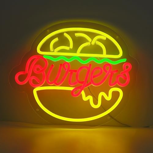 ENUOLI Burger Neon Sign Custom LED Dimmable Hamburger Neon