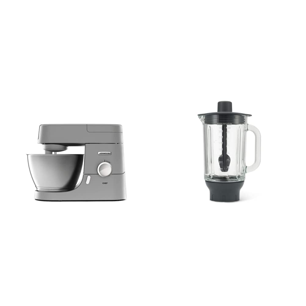 Kenwood Chef KVC3110S Küchenmaschine, 4,6 l Edelstahl Rührschüssel, Silber & Glas-Mixaufsatz KAH359GL, Zubehör für Kenwood Chef Küchenmaschinen, Anthrazit/Silber
