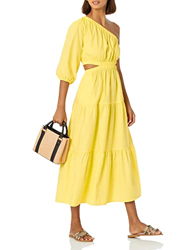 Image of The Drop Womens April One Shoulder Cut-Out Tiered Midi Dress