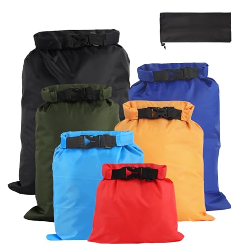 ACTOYS Bolsa Seca Impermeable, 6 Piezas Bolsas Estancas Impermeable, 1,5/2,5/3/3,5/5/8L Bolsas Secas Ligeras, Bolsa Seca Portátil para Kayak, Rafting, Canotaje(6 Colores)