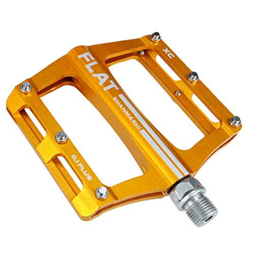 Baijiaye Pédale Vélo Lot de 2 pédales Anti-Glissant 9/16" en Alliage Aluminium Plate pour AM, FR, DH, DJ, BMX 3#Or One Size Cover
