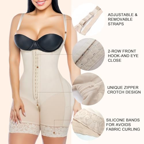 Image of YIANNA Fajas Colombianas Shapewear for Women Tummy Control Post Surgery Compression Garment with Zipper Crotch
