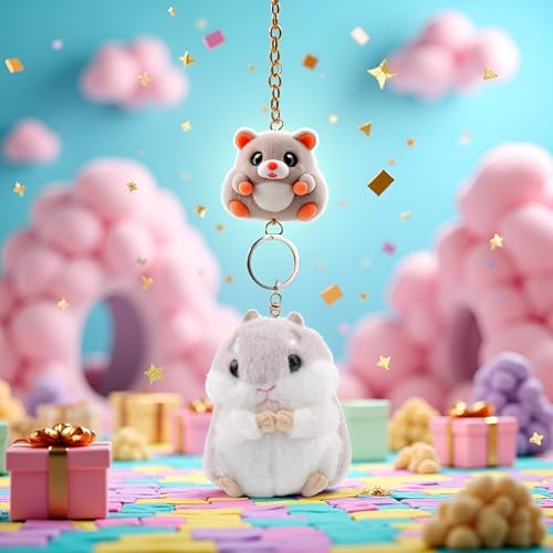Clockjuan Hamster-Schlüsselanhänger, Plüsch-Anhänger, Handtaschen-Anhänger, Taschenzubehör, Damen-Schlüsselanhänger für Rucksäcke, Accessoires, Geschenke