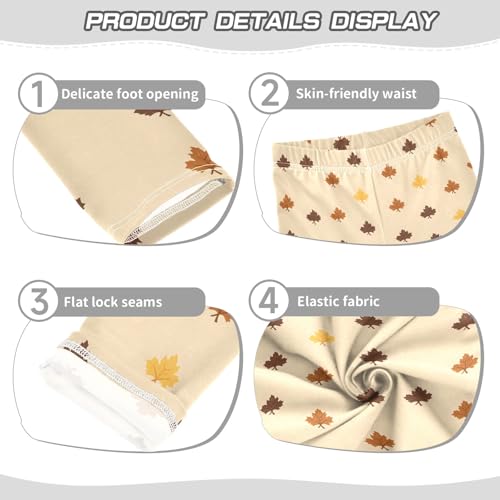 Leaves Brown Pattern Girls Leggings Soft Comfortable Athletic Leggings Dancing Pants for 4-10 Years3