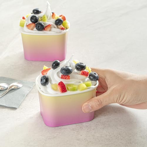 Image of Coppetta 12 Ounce Dessert Cups, 200 Greaseproof Ice Cream Cups - Lids Sold Separately, For Hot And Cold Foods, Orange And Blue Ombre Paper Yogurt Bowls, Disposable, Sturdy - Restaurantware