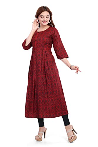 Image of B2F Women's Cotton Rayon A-Line Feeding Kurta Maternity Kurta, Feeding Kurti with Zip