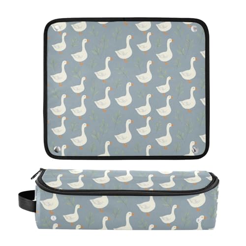 Bolsa de viaje para herramientas de cabello con tapete resistente al calor desmontable, impermeable y portátil para planchas de pelo, rizadores y accesorios, diseño gris con flores y azul miniatura 3
