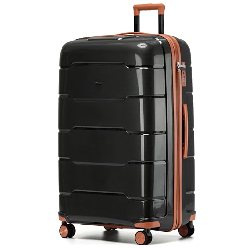 CRUW Extra Large 32" Checked Luggage 85x57x37cm + Expandable Hold Baggage (165/176 Liters) Polypropylene Suitcase TSA Approved Lock 8 Silent Spinner Wheels Lightweight Suitcases Airline Travel