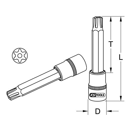 KS Tools 918.1780 1/2-inch M5 110mm Chrome Plus Ribe Bit Socket - Image 2