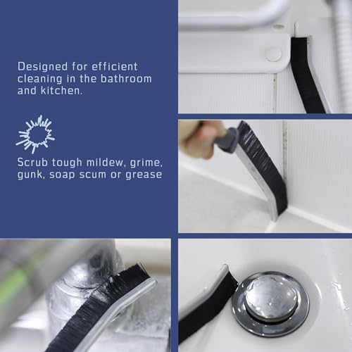 Image of The Dead Corners of Bathroom Grout Scrubber Deep Bathroom Gap Brush Mutli-Surface, Angled for Household Cleaning, Kitchen Cleaning and Home Grey.