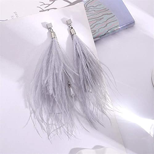 Boucles d'oreilles 925 anti-allergiques légères à perles et plumes jaunes - 2