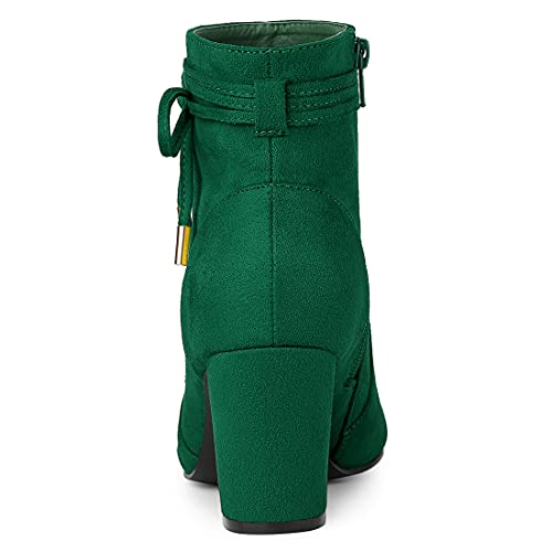 Allegra K Women's Pointed Toe Block Heel Zipper Ankle Boots4