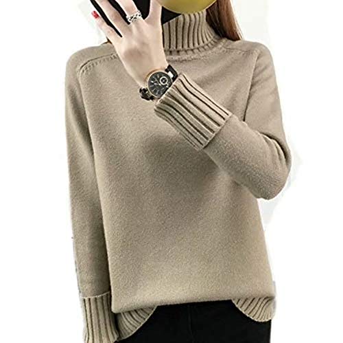 Qian qian レディース ニット セーター ハイネック タートルネック ゆったり ニット トップス プルオーバー 着痩せ ボトルネック 無地 長袖 春秋冬 ざっくり きれいめ