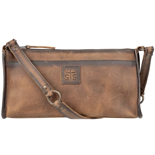 STS Ranchwear Women's Baroness Bailey Bag - Genuine Full Grain Leather Western Shoulder Bag with Top Zip & Organizer Pockets