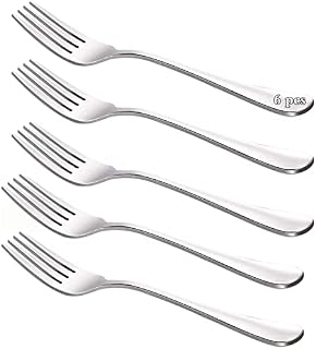 HSIULMY Dinner Forks Set of 6 , Stainless Steel Mirror Polished Silverware Forks Used for Salads, Pasta, Steak, Pasta, Fish, Chicken, Pork and Other Foods