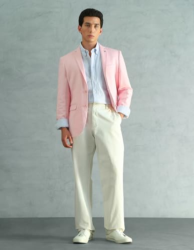 Image of Arrow MenSlim fit Polyester Solid Single-breastedNotch Lapel Collar Blazer