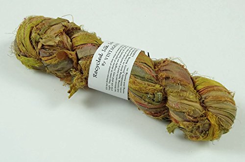 100G Recycled Sari Silk Ribbon Yarn, Jewelry Making Trim - Yellow Mix #TOP6