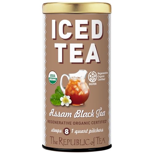 The Republic of Tea – Assam Black Iced Tea, 8 Quart-Sized Iced Tea Pouches, Regenerative Organic Certified