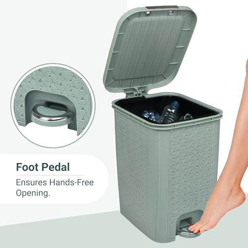 Image of FLAIR Ultra Home Pedal Trash Bin - 8L Medium Dustbin with Inner & Lid | Unbreakable Plastic, Odor Control, Lightweight | Non Garbage Smell | Perfect for Bathroom, Kitchen & Office (Mint Green)