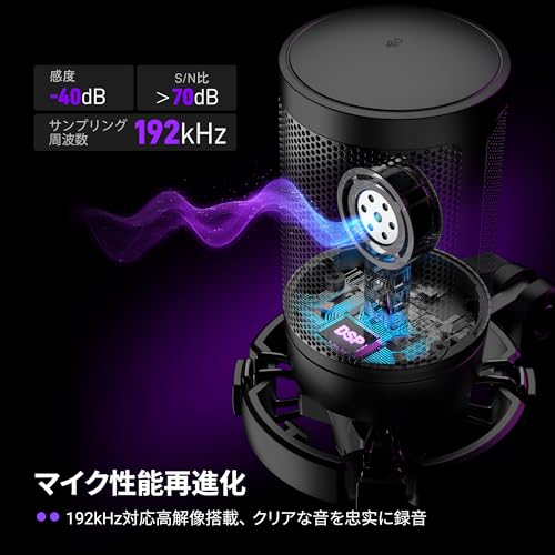 FIFINE USB コンデンサーマイク RGBライティング カーディオイド指向性 プラグ＆プレイ パソコン/プレステマイク USB-C→Aケーブル付き ワンタッチミュート YouTube Skype Discord Zoom 録音 ゲーム実況 ボイズチャット ライブ配信 テレワーク web会議に最適 PCのWindows MacOS PS4/PS5対応 AmpliGame A6V