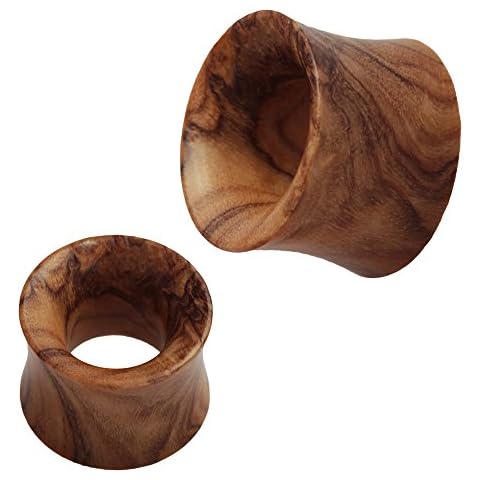 Chic-Net Olive Wood Double Flared Tunnel Plugs Cover