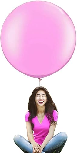 Miniatura 16 de IN-JOOYAA Globos redondos grandes de 36 pulgadas, paquete de 5 globos gigantes gruesos amarillos para decoraciones de fiestas Amarillo,Macaron Rosa