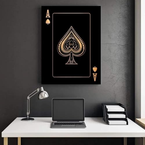 Toile moderne noir doré salon affiche poker chic décoration maison 50x70
