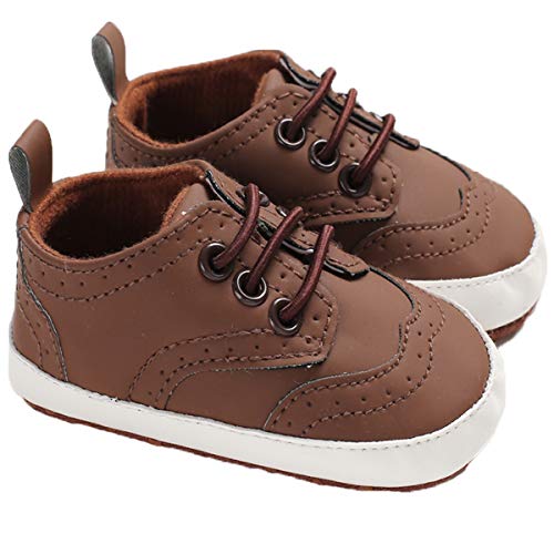 Baby Non-Slip First Walking Shoes Fashion Breathable Rubber Sole Sneaker (6-12 Months, Brown)