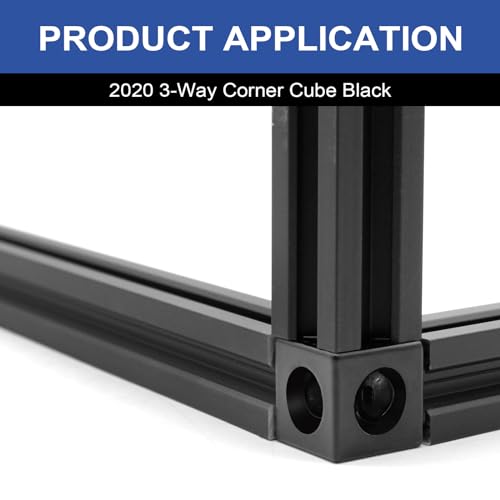 Image of 12pcs 2020 3-Way Corner Cube 2020 Extrusion Hardware T-Slot V-Slot Accessories with Screws and Nuts for 2020 Aluminum Extrusion Connector 3D Printer Accessories Black