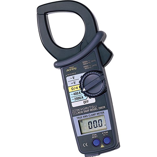 Kyoritsu Kew 2002R Pinza amperimétrica digital para la tamaño de corriente AC TRMS, tensioni AC/DC, resistencia, continuidad, Picco y salida analógica, Gris