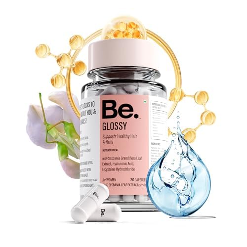 Be. Glossy Supports Healthy Hair & Nails for Women, Strengthening Boost & Shine From Roots to Tips, with Sesbania Grandiflora Leaf Extract, Hyaluronic Acid & L-Cysteine | 60 Capsule Veg Hair Growth-picture-25