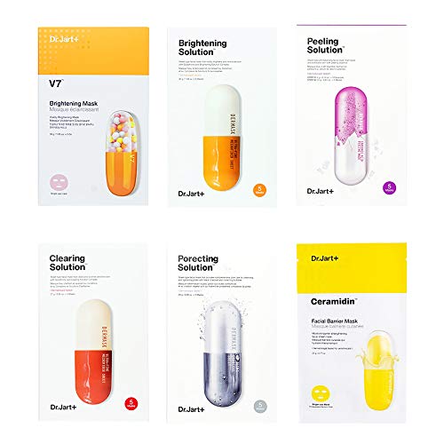 Dr.Jart Sheet Mask Variety Set 6 Pack Bundle in a Customized Gift Packaging (Brightening)