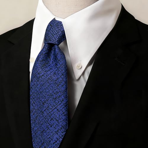 Image of Barry.Wang Skinny Ties for Men Cashmere Wool Blend Necktie with Tie Clip | Tie and Tie Clip Set, Cashmere Wool Blend, Textured Woven Stripe, 2.76 x 63 Inches, Extra Long Slim, Wedding Work Winter