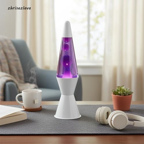 Image of 16 Inch Liquid Lamp, Purple Liquid Purple Wax Motionin Liquid Motion Light, Night Light Home Decor for Meditation, Amazing Gifts for Adults & Kids, White Base.（SLB）