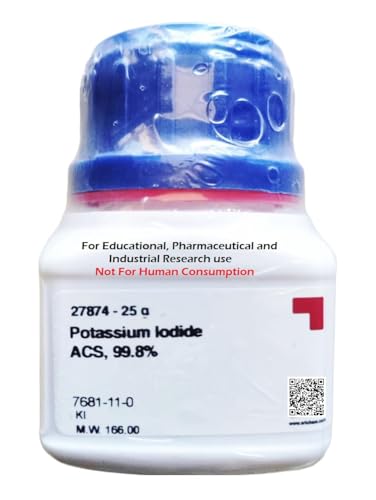 Image of SRL Potassium Iodide extrapure 25GM ACS Grade, 99.8% Purity (CAS 7681-11-0), Molecular Formula KI, Shelf Life : 60 Months,Storage : Room Temperature, for laboratory work.